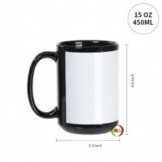 15oz Subli  White Patch Mug  in Black  36pcs/case